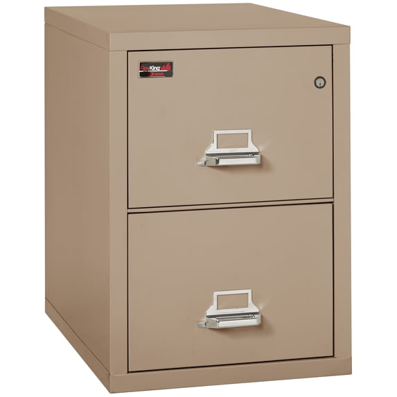 FireKing Taupe 2 Hour Fire Resistant File Cabinet - 2 Drawer Letter 31" depth