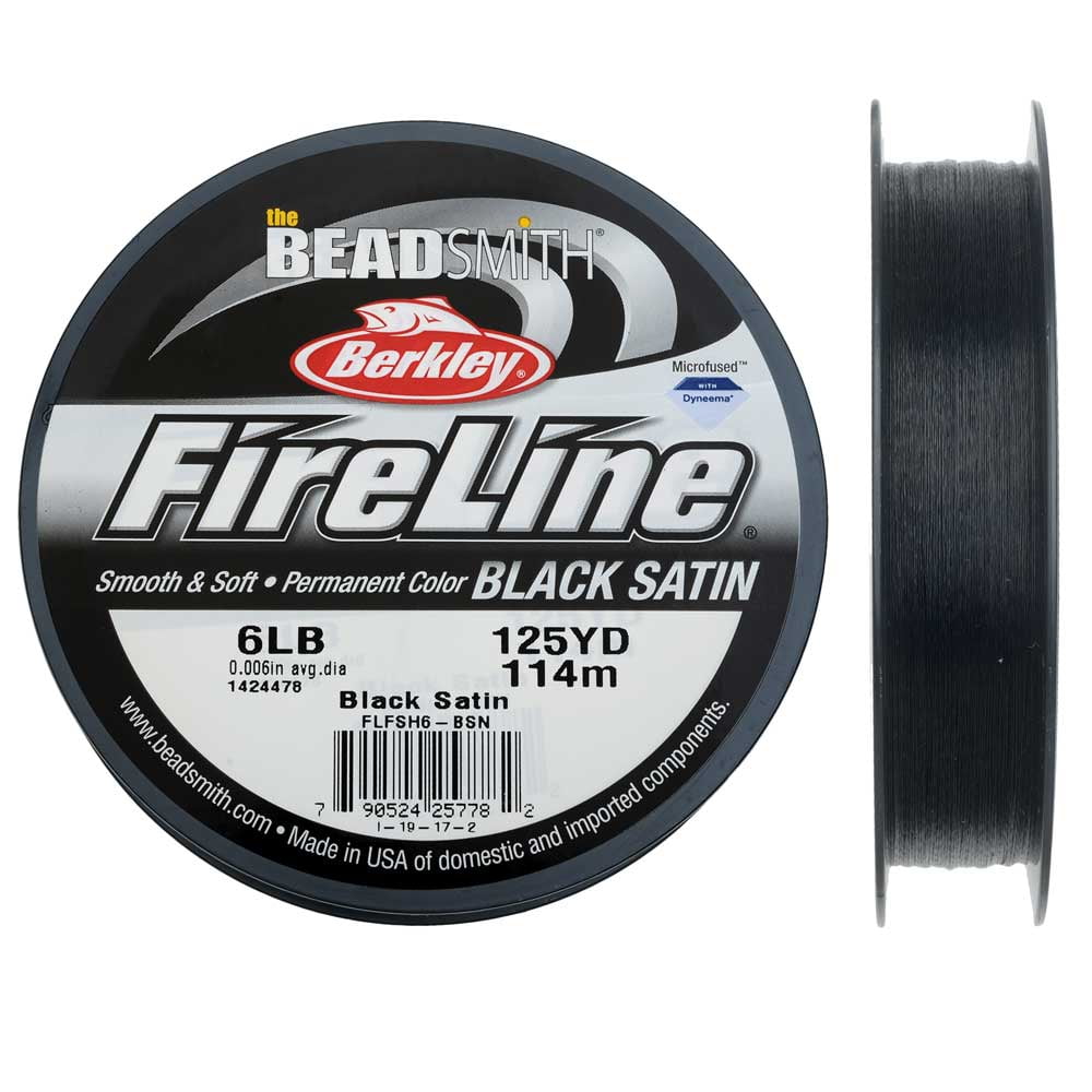 FireLine Braided Beading Thread, 6lb Test Weight and .006 Thick, Black  Satin (15 Yard Spool)