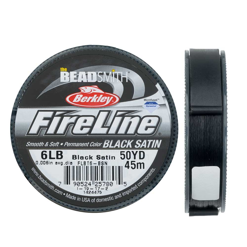FireLine Braided Beading Thread, 6lb Test Weight and .006 Thick, Black  Satin (15 Yard Spool)
