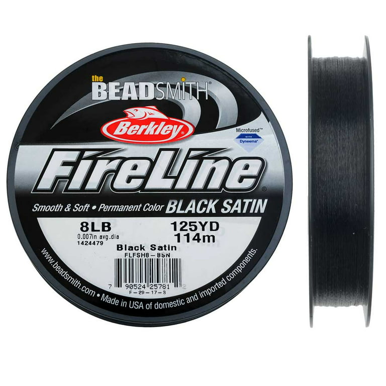 FireLine Braided Beading Thread, 8lb Test Weight and .007 Thick, 125 Yard  Spool, Black Satin 