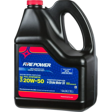 Fire Power ATV UTV Motorcycle Racing Ester Fortified Full Synthetic Oil 20W50 Gallon