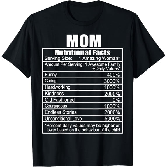 FireSquare Mother's Day Funny Mothers Day Nutrition Facts Mom T-Shirt