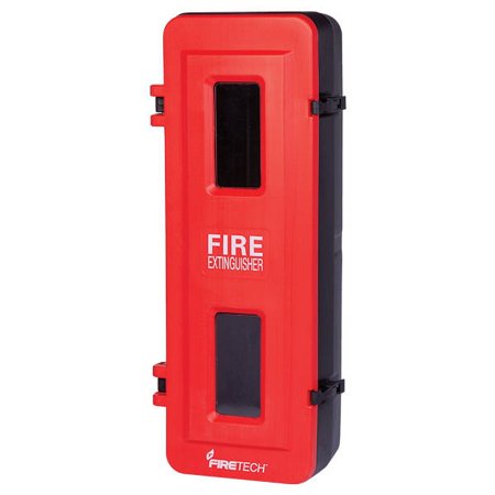 FireTech Tall Molded HDPE Extinguisher Cabinet, 32 5/8"H x 12 3/16"W x 10 5/16"D, Black/Red (1 Unit)