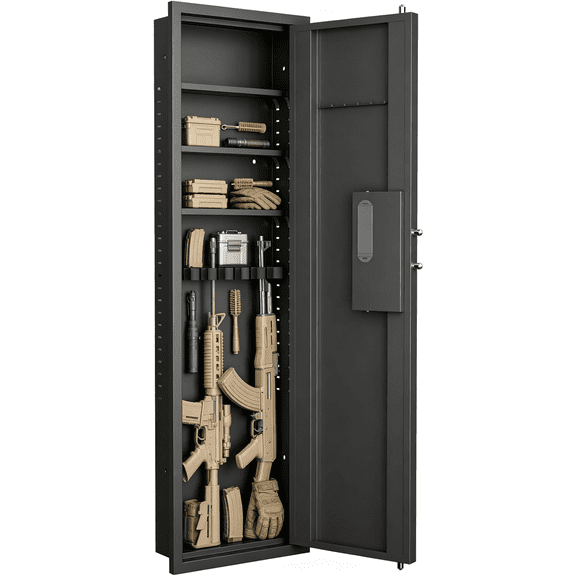 Firearm Storage Cabinet In Wall Gun Safe Hidden Wall Safe with Digital Touch Panel Lock Adjustable Shelves Steel Rifle Cabinet for Home Office Closet