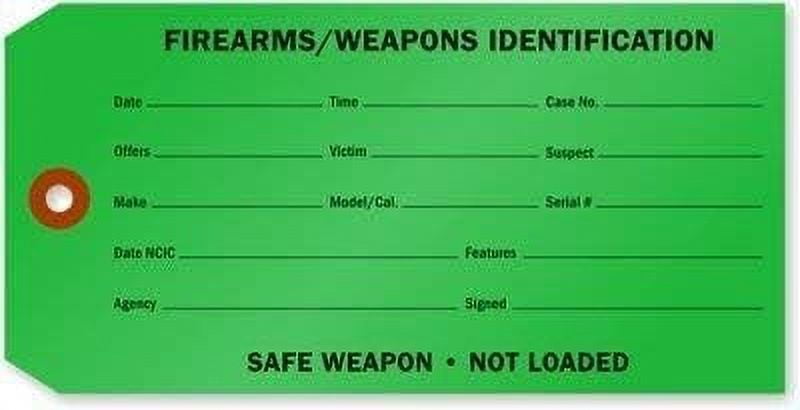 Firearms/Weapons Identification Tag, 6.25