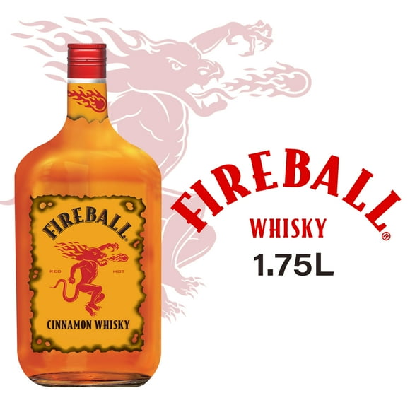 Fireball Cinnamon Whiskey, 1.75L Glass Bottle, 33% Alcohol