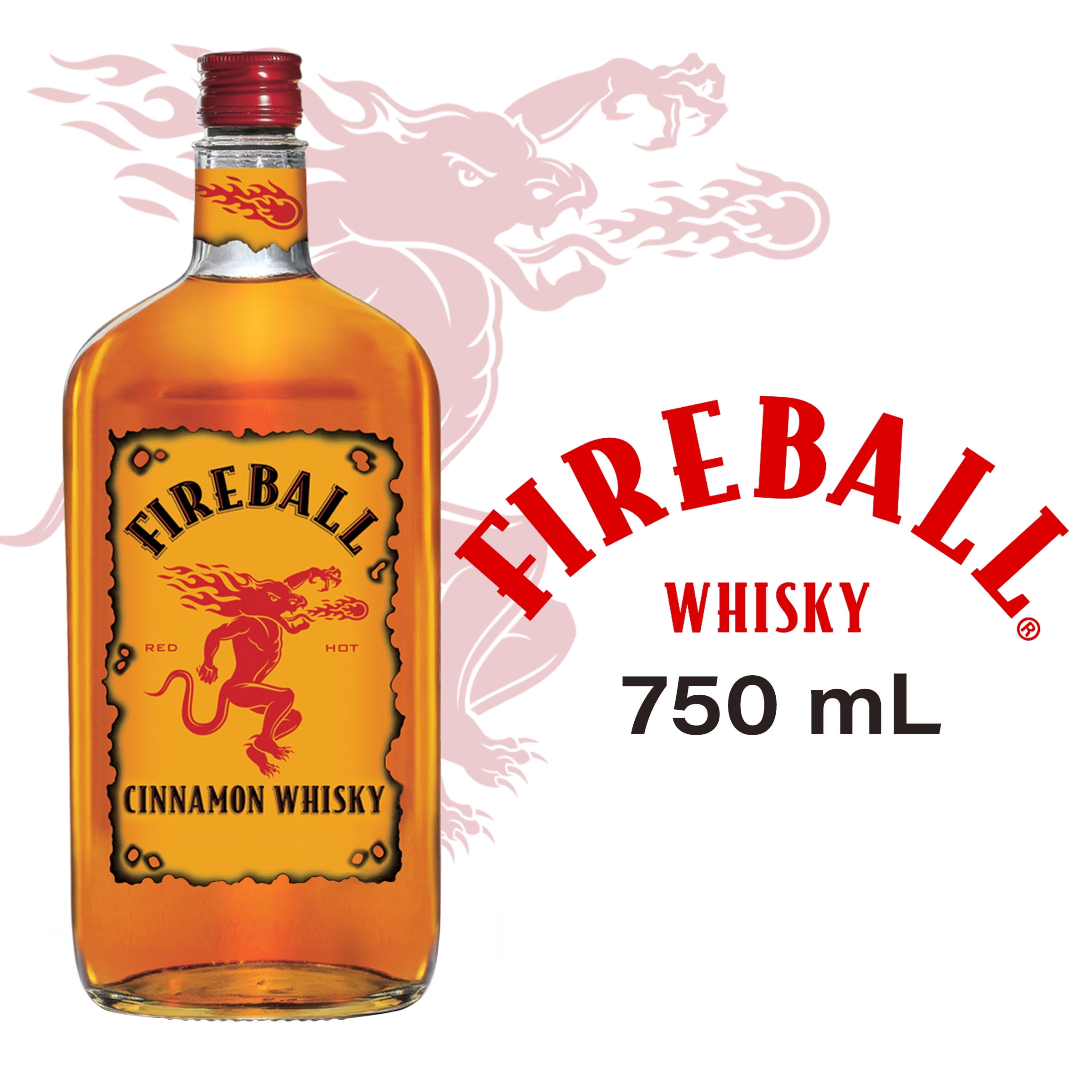 Fireball Cinnamon Whiskey, 750ml Bottle, 33 Alcohol