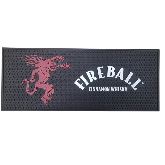 Fireball Cinnamon Whisky Extra Large Bar Mat Spill Mat Rail Drip Mat - 19.75" x 8.0"