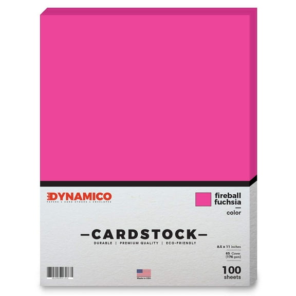 Fireball Fuchsia Cardstock Paper ? 8 1/2 x 11" Medium weight 65 LB (175 gsm) Cover Card Stock - for Cards, Invitations, Brochure, Award, and Stationery Printing - 100 Sheets Per Pack