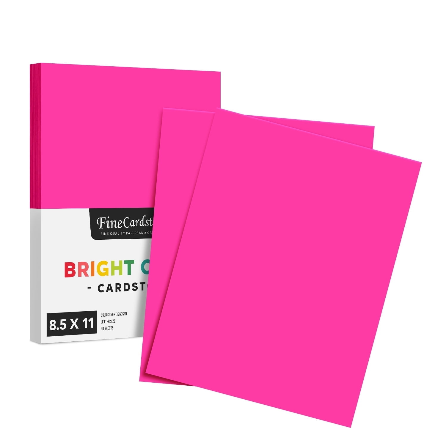 Fireball Fuchsia Premium Color Card Stock, 8.5 x 11, 65 Lb - 50 Sheets