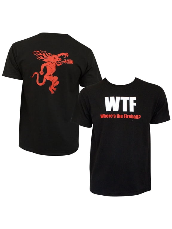 Men's Black Where's The Fireball T-Shirt-Large
