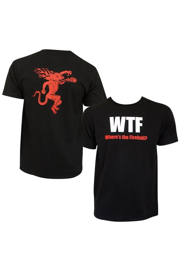 Men's Black Where's The Fireball T-Shirt-XLarge