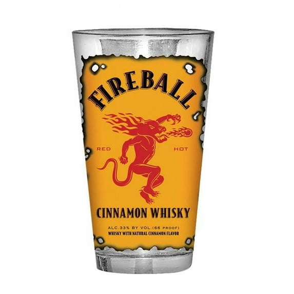 Fireball Whiskey 47167 Fireball Whisky Burnt Label Pint Glass