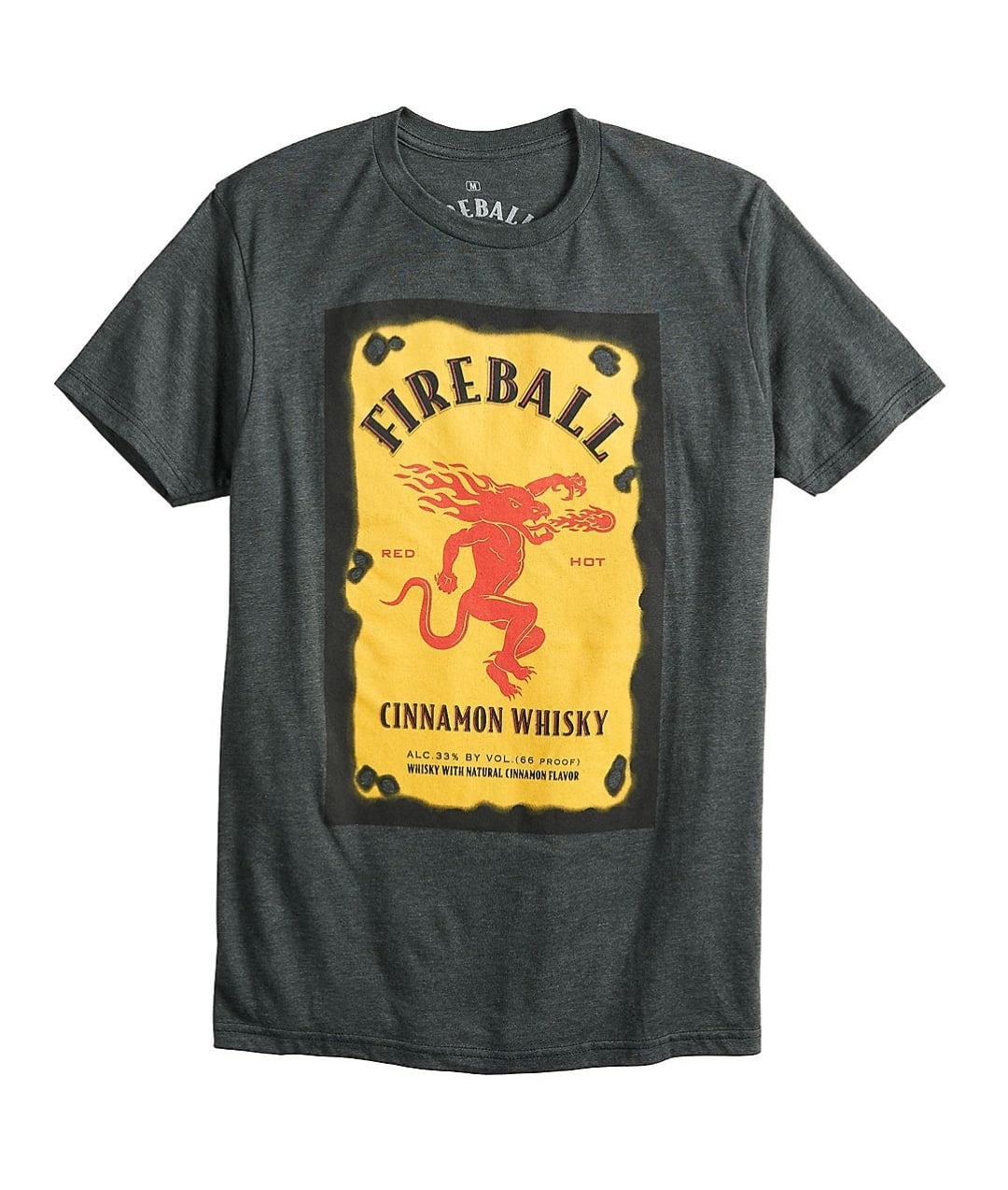 Fireball Whiskey Bottle Logo Gray Short Sleeve Graphic T-Shirt - Large ...