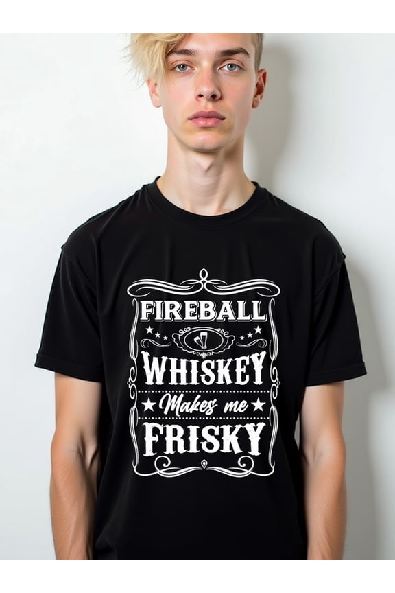 Fireball Whiskey Frisky Tee Mens t shirts black summer graphic Fashionable summer T-shirt, machine washable Classic Unisex Shirt Printed tshirts