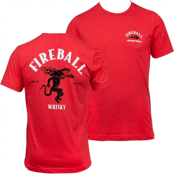 Fireball Whiskey Red Hot Logo Front and Back Print T-Shirt