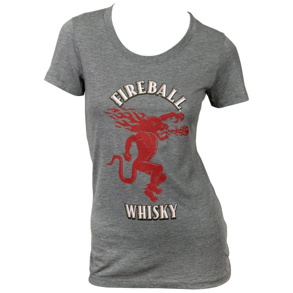 Fireball Whiskey Womens Super Soft T-Shirt, Grey - Large