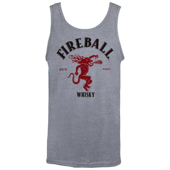Fireball Whisky Logo Men&apos;s Grey Tank Top-Small
