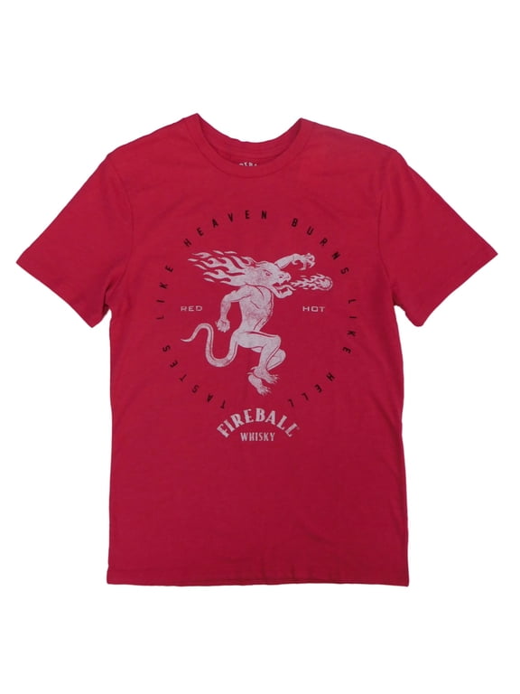 Fireball Whisky Mens Red Heather Short Sleeve T-Shirt Small