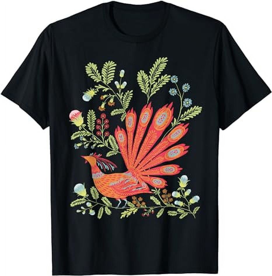 Firebird - Cute Floral Vintage Ukrainian Vyshyvanka Style T-Shirt ...