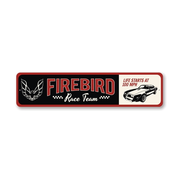 Firebird Race Team Pontiac Vintage Aluminum Metal Decor Sign - 4x18 inches
