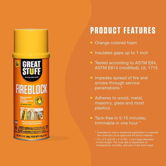 Fireblock Gap Filler | Insulating Foam Sealant, 12 oz. Orange (12 Pack)$$Electronics Accessories