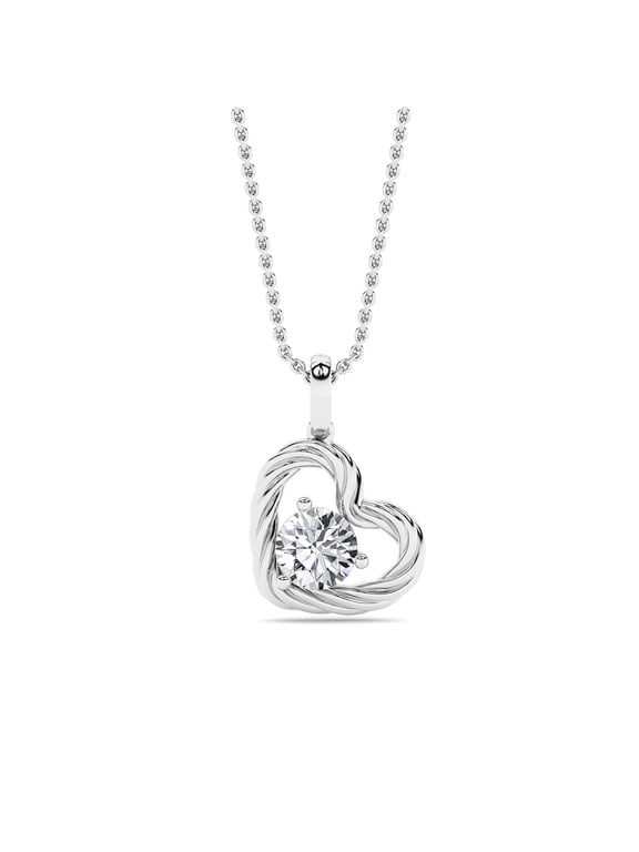 F-Color Diamond Heart Necklace for Women, 0.75 CTTW, 14K White Gold over Sterling Silver