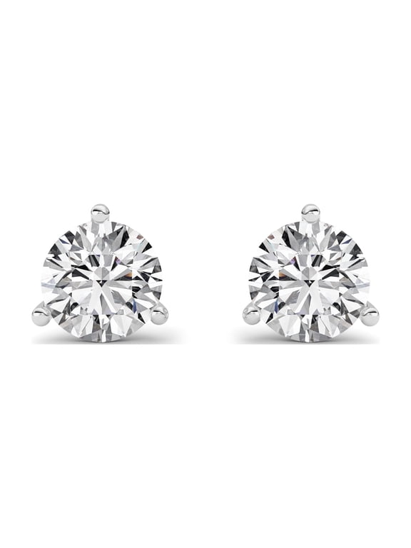 IGI Certified Fireborn 1Cttw Round Shaped Lab Grown Diamond (G/VS) Three Prong Martini Stud Earrings in 14K White Gold