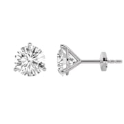 Three Prong Martini G-Color Diamond Stud Earrings, 3.5 CTTW 14K White Gold