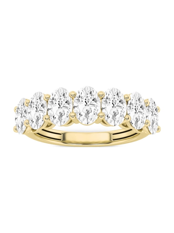 IGI Certified 3Cttw Oval Shaped Lab Grown Diamond (F/VS) Seven Stone Band Ring in 14K Gold
