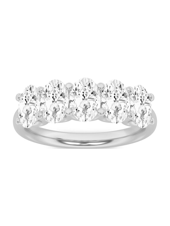 IGI Certified 2Cttw Oval Shaped Lab Grown Diamond (F/VS) Five Stone Band Ring in 14K Gold