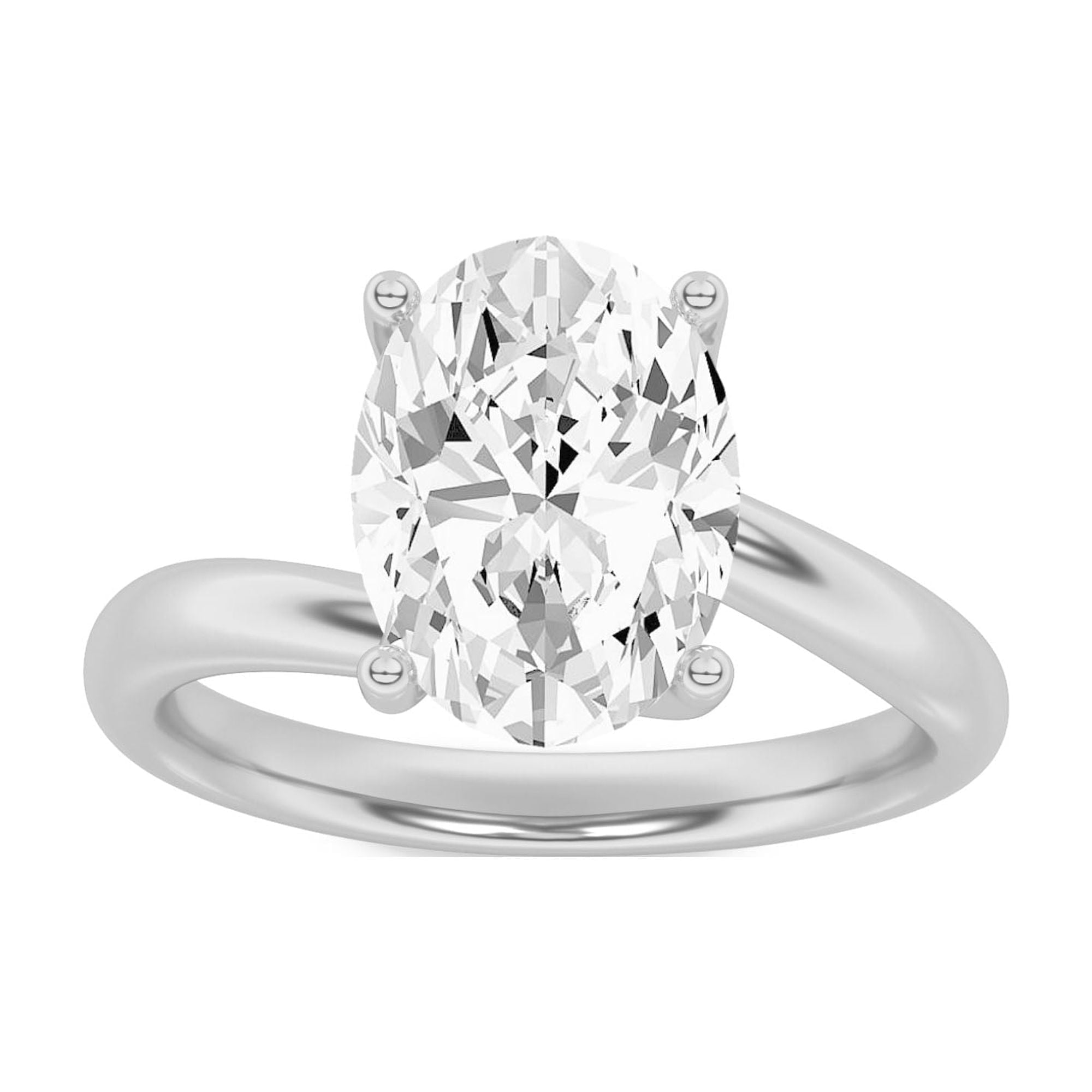 FireBorn Diamonds Fireborn Oval-Shaped Diamond Engagement Ring, Bypass Shank Design, 1 CTTW, 14K White Gold