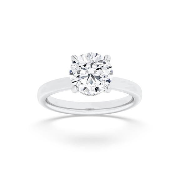 Fireborn Round-Shaped Diamond Engagement Ring with a Hidden Halo, 1 CTTW, 14K White Gold