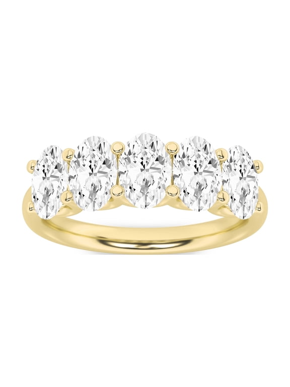 IGI Certified Fireborn 2Cttw Oval Shaped Lab Grown Diamond (F/VS) Five Stone Band Ring in 14K Gold