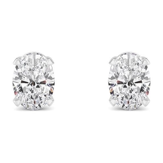 Fireborn Oval-Shaped Diamond, Sterling Silver Earrings for Women, 0.5 CTW, 0.56 g, 14K White Gold