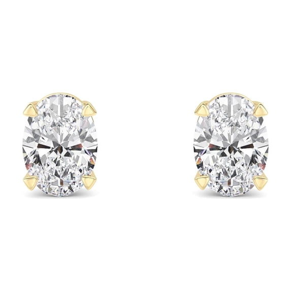 Fireborn Oval-Shaped Diamond, Sterling Silver Earrings for Women, 0.5 CTW, 0.56 g, 14K Yellow Gold