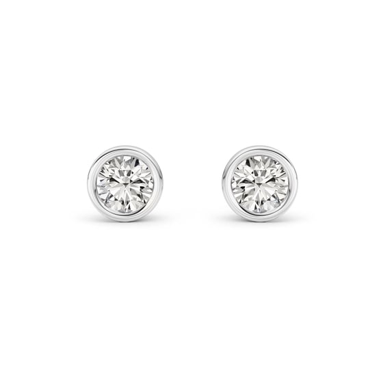 Fireborn Round-Shaped Diamond, Sterling Silver Earrings for Women, 0.5 CTW, 0.98 g, 14K White Gold