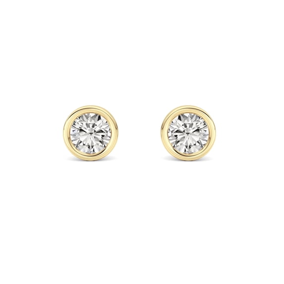 Fireborn Round-Shaped Diamond, Sterling Silver Earrings for Women, 0.5 CTW, 0.98 g, 14K Yellow Gold