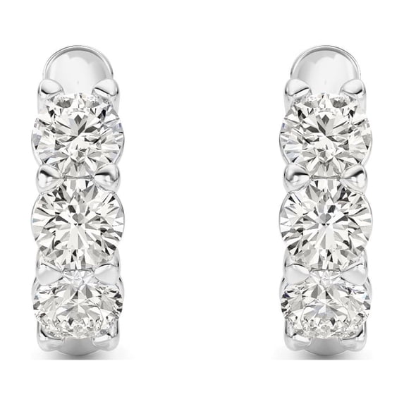 Fireborn Round-Shaped Diamond, Sterling Silver Earrings for Women, 1 CTW, 2.49 g, 14K White Gold