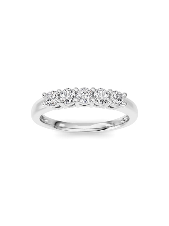 Round-Shaped Diamond, Sterling Silver Ring for Women, 0.5 CTW, 1.76 g, 14K White Gold