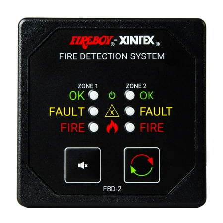 Fireboy-Xintex Two Zone Detection Alarm Panel - 2-5/8" Display - 12/24V DC [FBD-2-R]