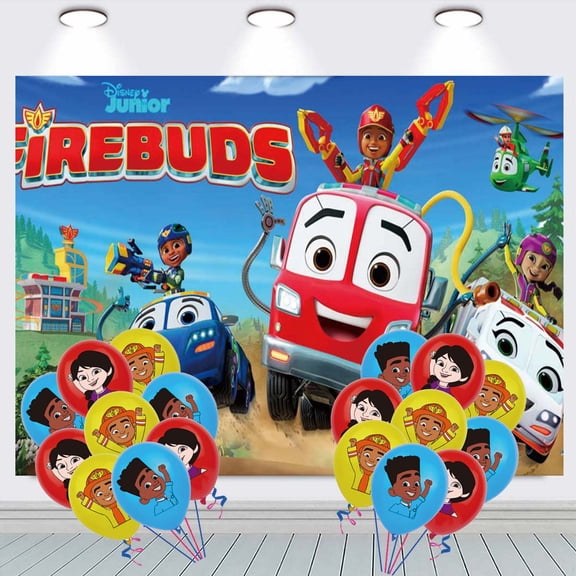 Firebuds Backdrop Banner Balloons Party Decorations Supplies Taspestry Wall Decor Background Poster