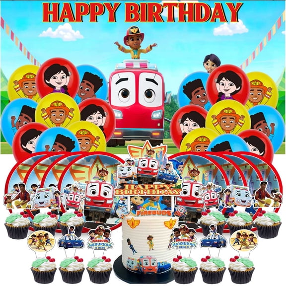 Firebuds Balloons Party Supplies Decor Tableware Birthday Cake Topper Decorations Banner Backdrop
