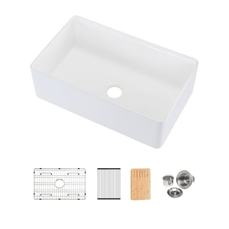 Fireclay 30" L X 20" W Workstation Farmhouse Kitchen Sink With Accessories,Include 4 Accessories