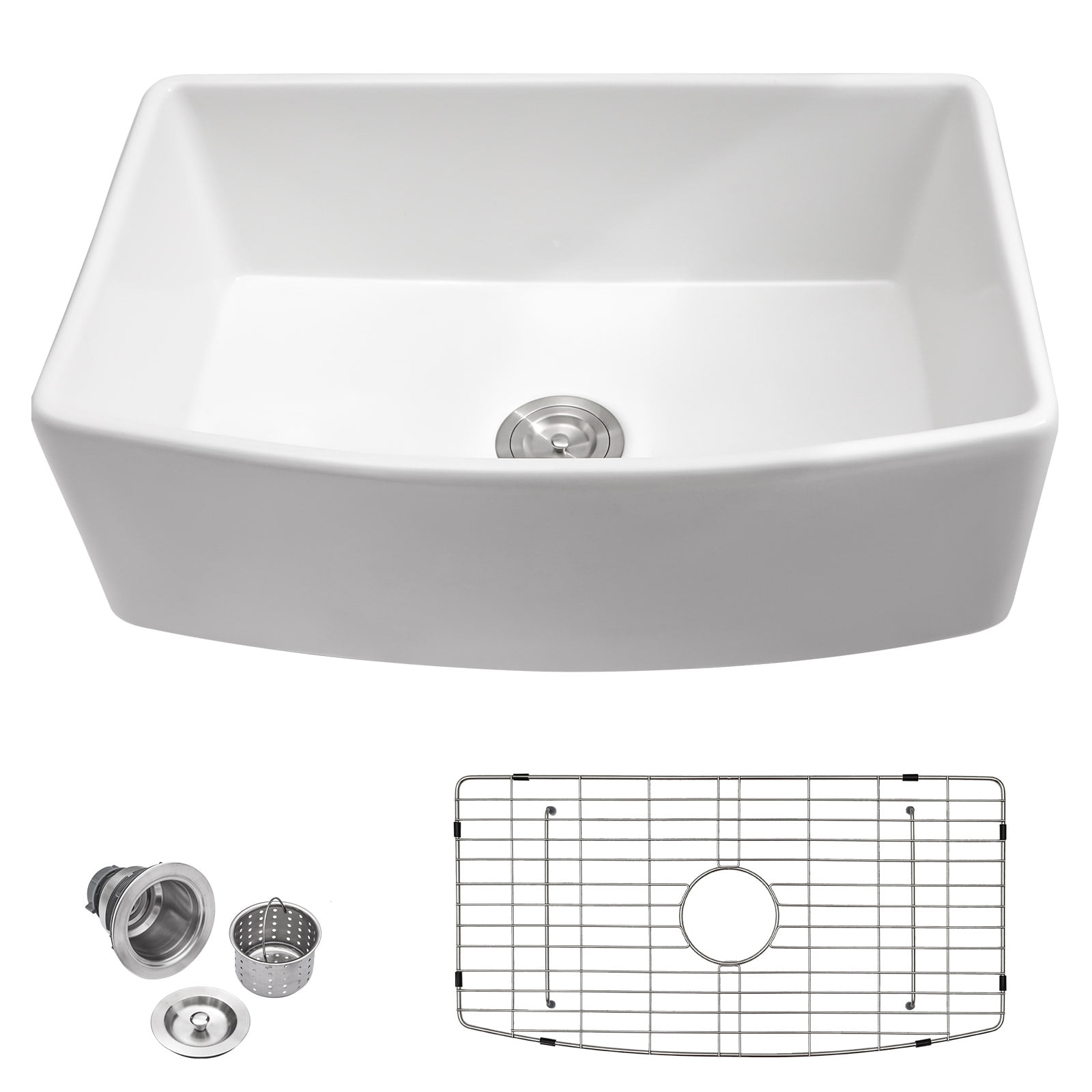 Fireclay Farmhouse Sink 30 Inch White Farmhouse Sink Apron Front Sink Country Style Barn Kitchen Sink Farmers Sink Porcelain Farm House Sink,19"x30"x10"