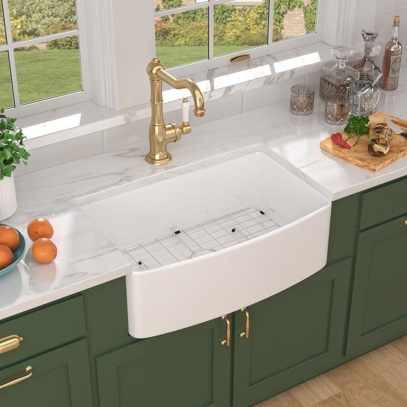 Fireclay Farmhouse Sink 30 Inch White Farmhouse Kitchen Sink Fireclay Apron Sink Porcelain Farm House Sink Country Style Kitchen Sink Farmers sink,19"x30"x10"
