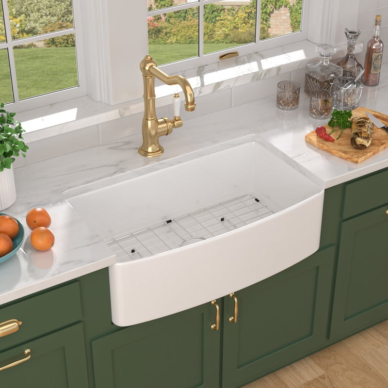 Fireclay Farmhouse Sink 33 Inch White Farmhouse Kitchen Sink Fireclay Apron Sink Porcelain Farm House Sink Country Style Kitchen Sink Farmers sink,19"x33"x10"