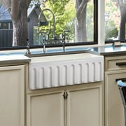 Fireclay Sink, Single Bowl Farmhouse Apron Kitchen Sink, White, 36