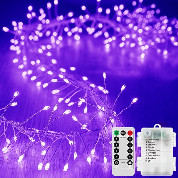 Firecracker Fairy String Lights with Remote, 39FT 400LED Silver Wire Cluster Lights Battery Operated with Timer for Outdoor Indoor Bedroom Wedding Christmas Party Decoration