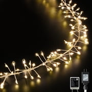 Firecracker Lights with Remote,18 FT 480LED Cluster String Fairy Lights Plug in, Waterproof Copper Wire Firefly Lights for Mantle Bedroom Window Weddings Christmas Tree Decoration, Warm White